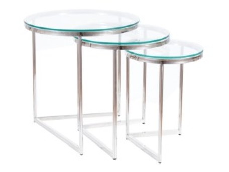 Σετ τρία τραπέζια σαλονιόυ γυάλινα TRINITY 56x55x55 DIOMMI 80-1826